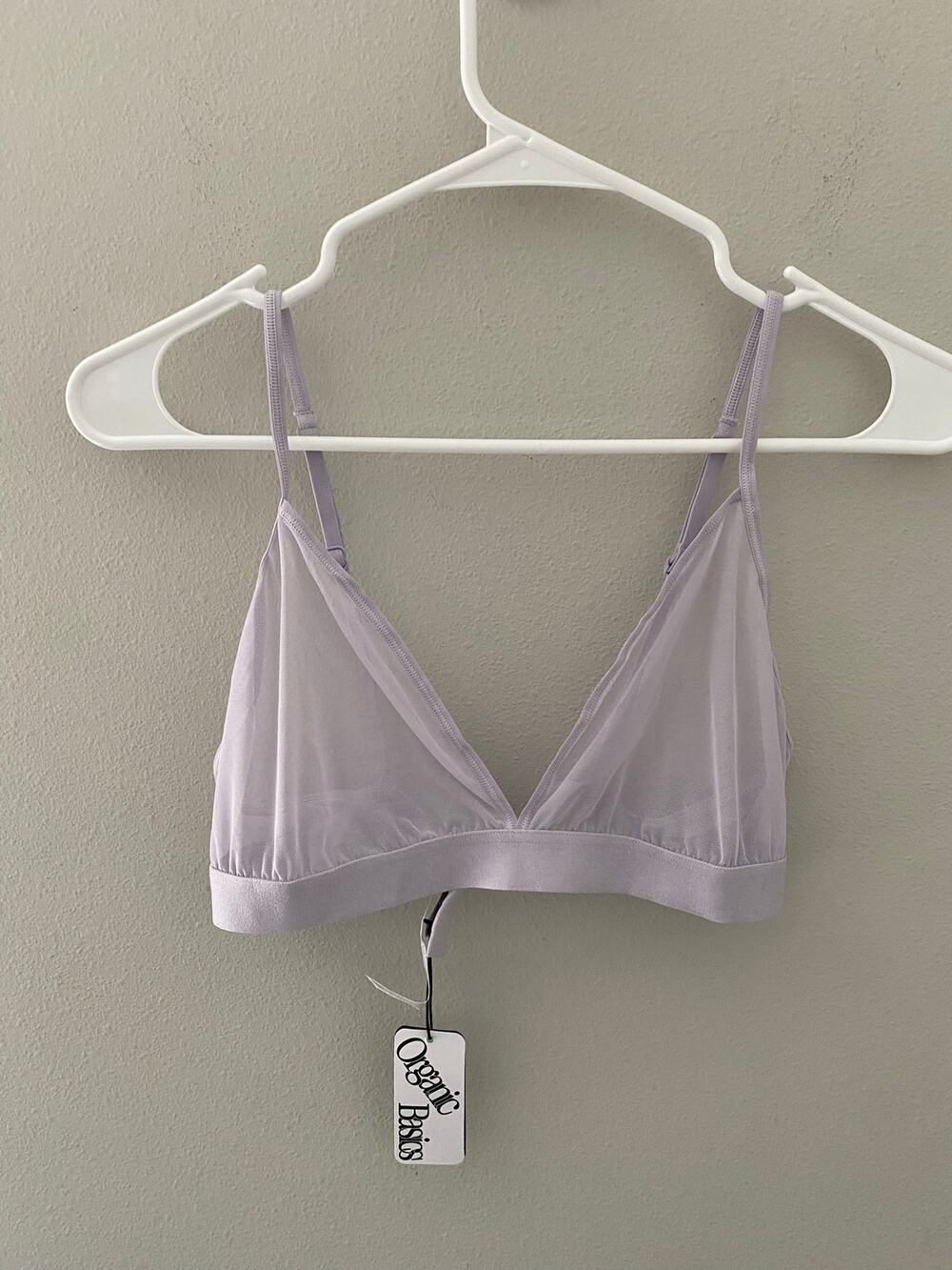 NWT Organic Basics Mesh Triangle Bralette Soft Lilac Size Large